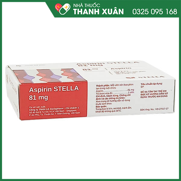 Aspirin Stella 81mg dự phòng đột quỵ, nhồi máu cơ tim